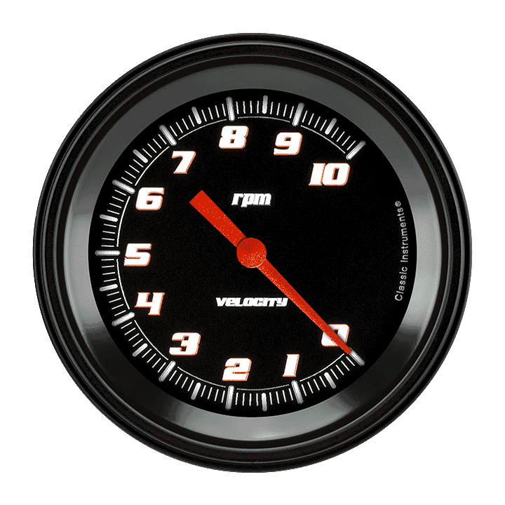 Classic Instruments VS10BBLF, Velocity Black 3-3/8" Tachometer Gauge