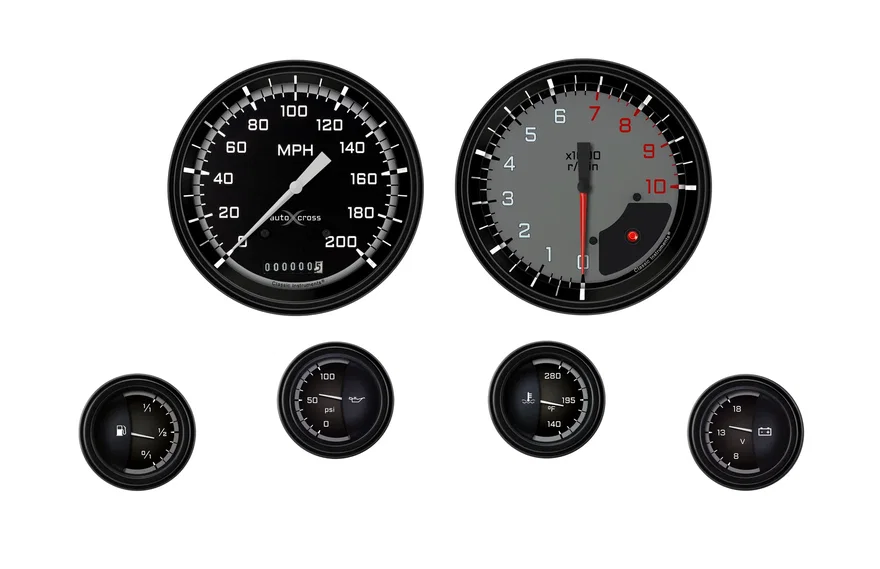 Classic Instruments AX51GBLF, Autocross Gray Six Gauge Set