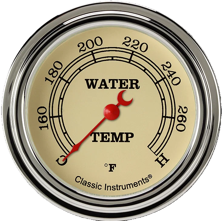 Classic Instruments VT326SLF-06, Vitange 2-5/8" Full Sweep Water Temperature Gauge