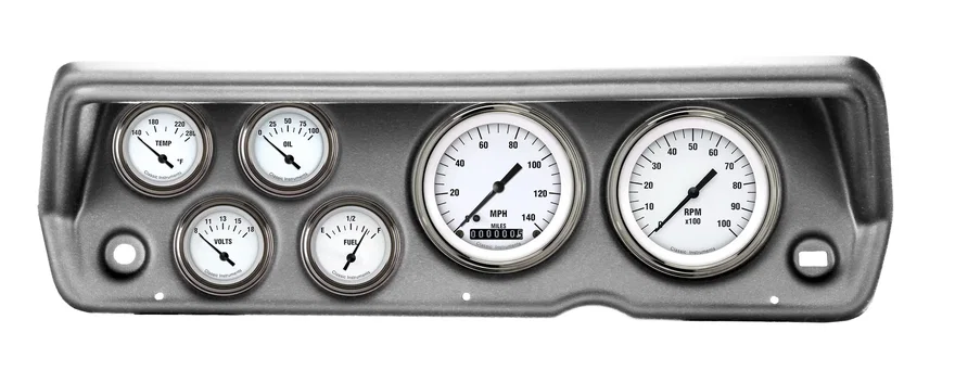 Classic Instruments CDDU70WH01BA, 1970-76 Duster White Hot Six Gauge Set Mopar