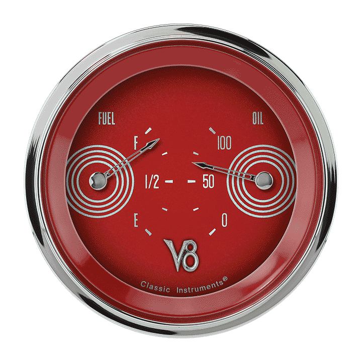 Classic Instruments V8RS72SHC, V8 Red Steelie 3-3/8" Dual