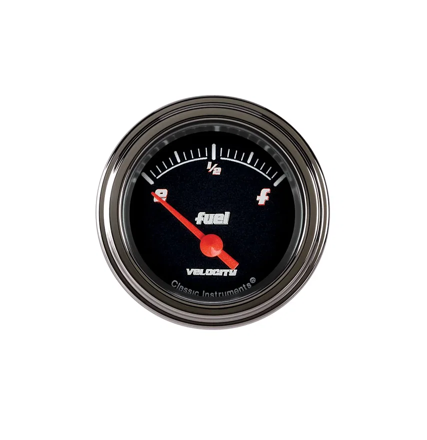 Classic Instruments VS11BSLC, Velocity Black 2-1/8" Fuel Level Gauge (1975-2010 Ohm)