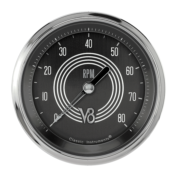 Classic Instruments V8SR80SHC, V8 Speedster 3-3/8" Tachometer Gauge