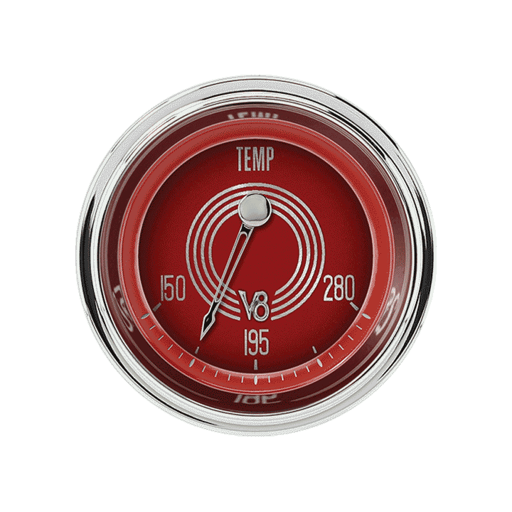Classic Instruments V8RS26SHC, V8 Red Steelie 2-1/8" Water Temperature Gauge