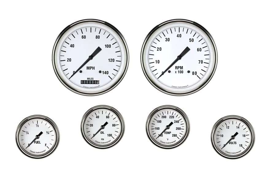 Classic Instruments WH351SLF, White Hot Six Gauge Set
