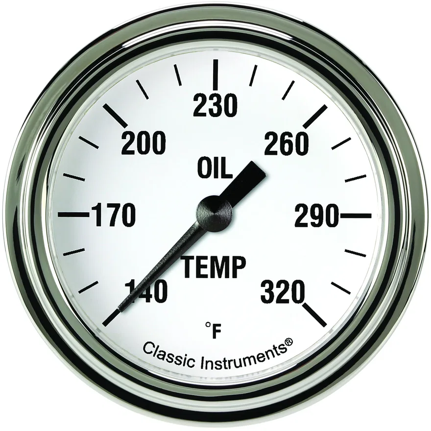Classic Instruments WH328SLF, White Hot 2-5/8" Oil Temperature Gauge