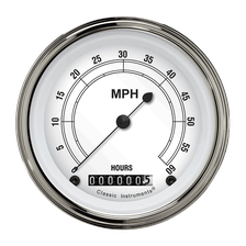 White 3-3/8" Low Speed Speedometer Gauge image 1
