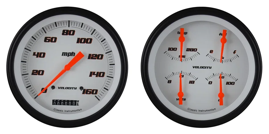 Classic Instruments VS52WBLF, Velocity White Two Gauge Set