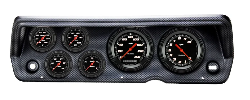 Classic Instruments CDDU70VSB101CF, 1970-76 Duster Velocity Black Full Sweep Six Gauge Set Mopar