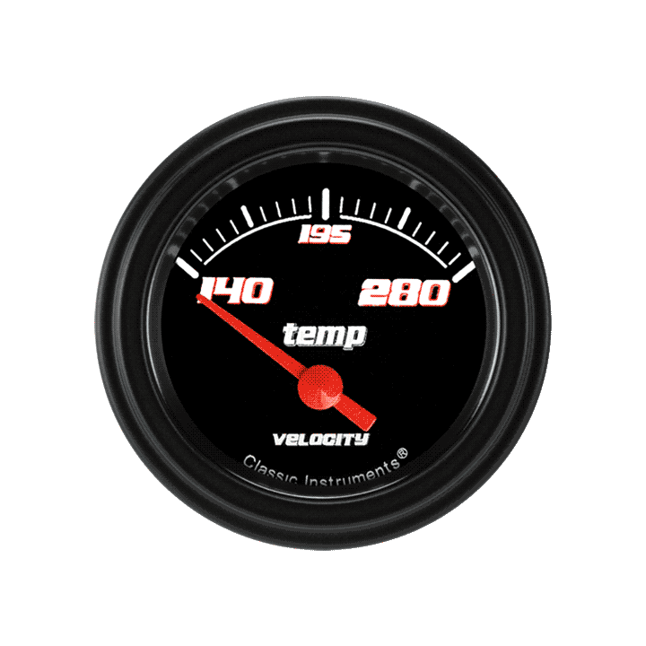 Classic Instruments VS26BBLF, Velocity Black 2-1/8" Water Temperature Gauge