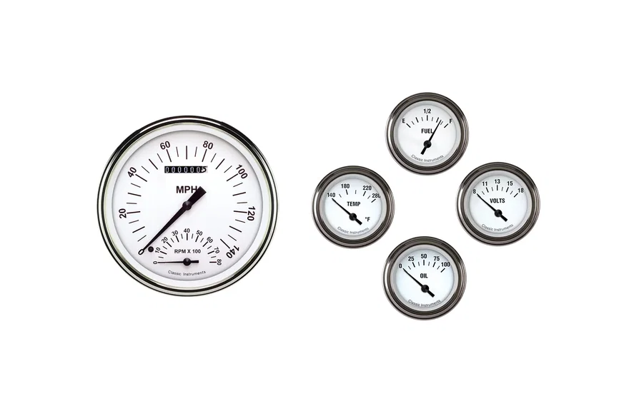 1957 - 1960 Ford Truck Gauge Set White Hot
