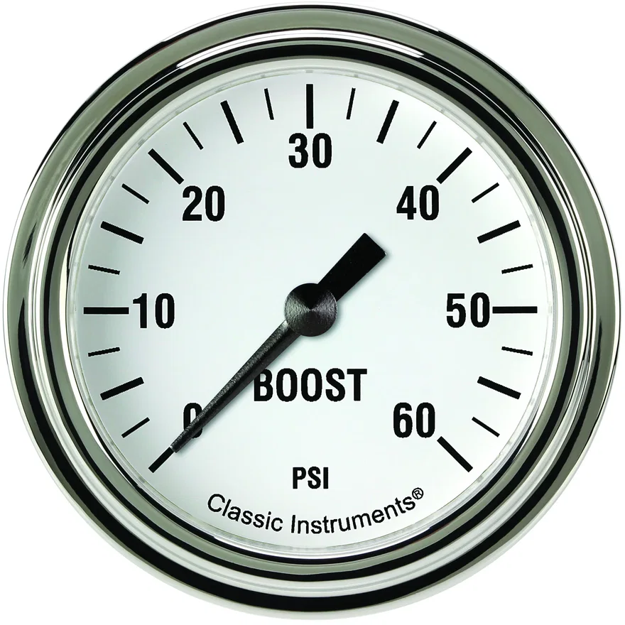 Classic Instruments WH343SLF, White Hot 2-5/8" Boost Gauge (60 PSI)
