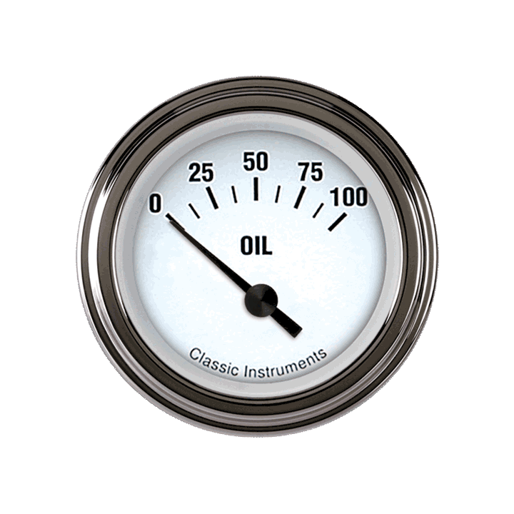 Classic Instruments WH81SLF, White Hot 2-1/8" Oil Pressure Gauge