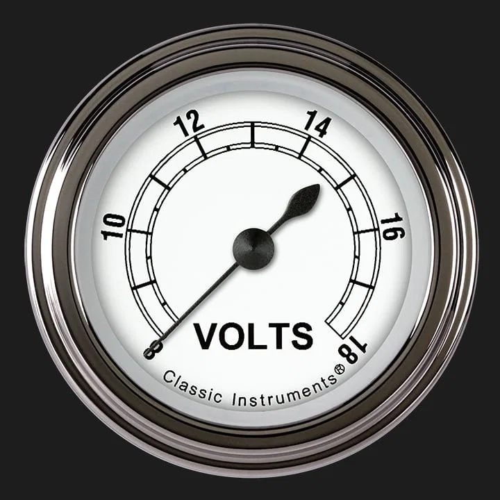 Classic Instruments CW130SLF, White 2-1/8" Volt Gauge