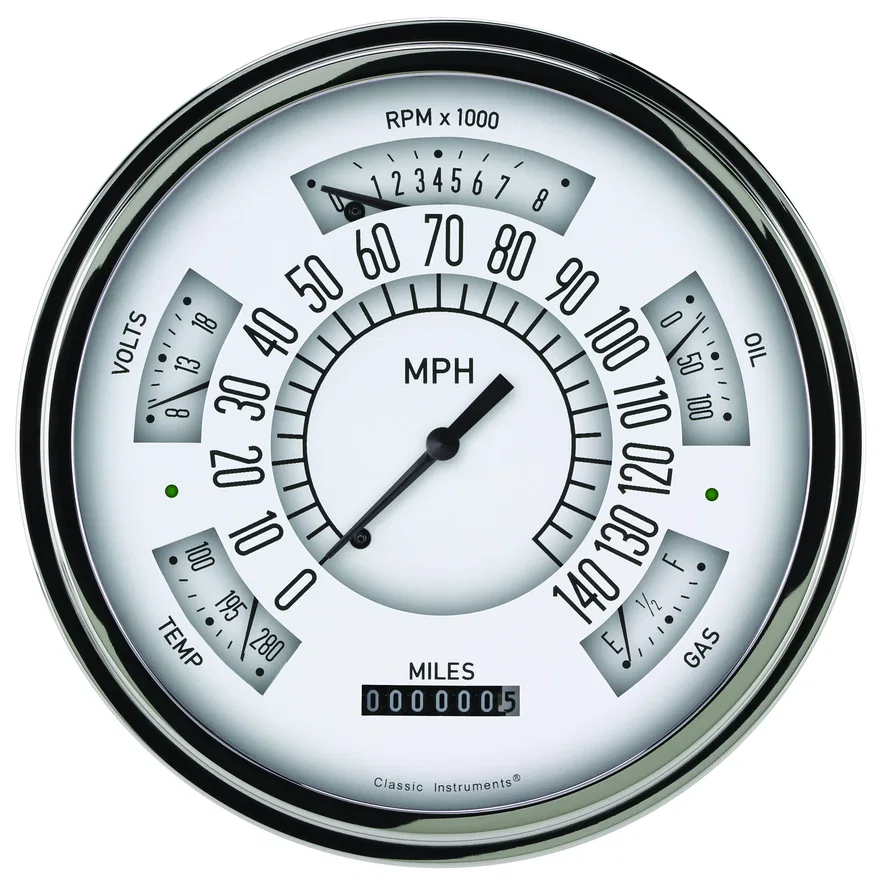 Classic Instruments FB66WSLF, 1966-67 Ford Bronco White Stainless
