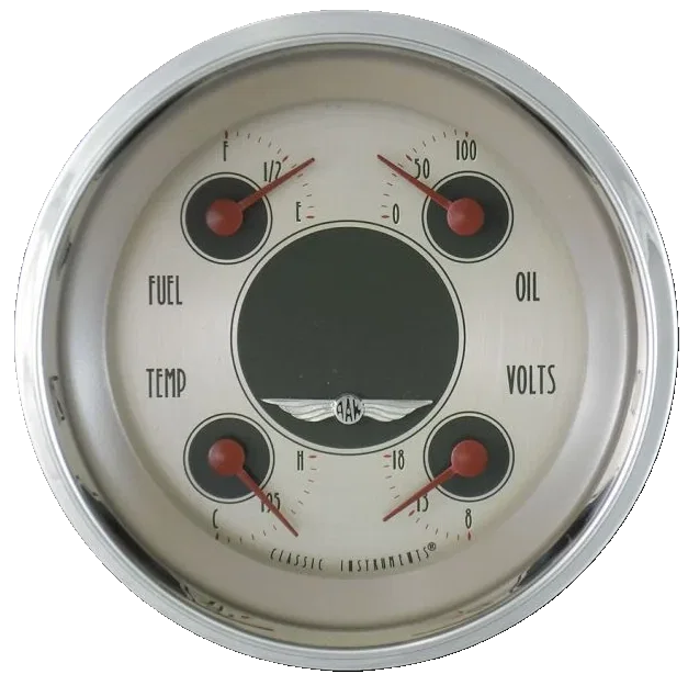 Classic Instruments AN73SHC, All American Nickel 3-3/8" Quad Gauge