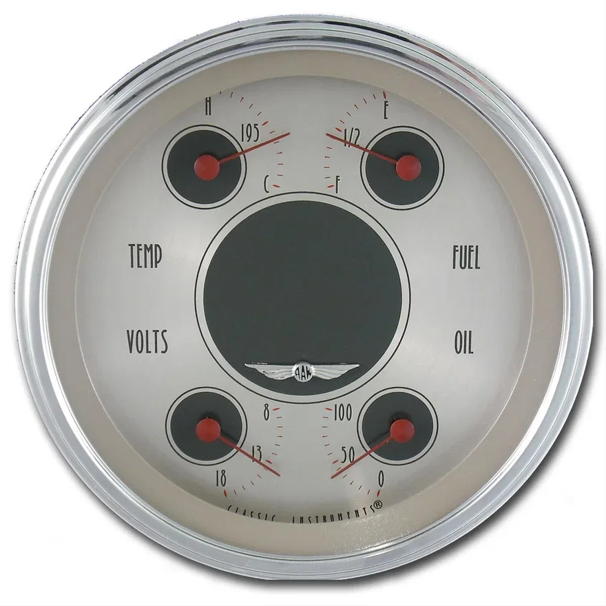 Classic Instruments AN78SLC, All American Nickel 4-5/8" Quad Gauge