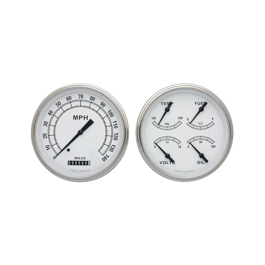 Classic Instruments CW52SLF, White Two Gauge Set