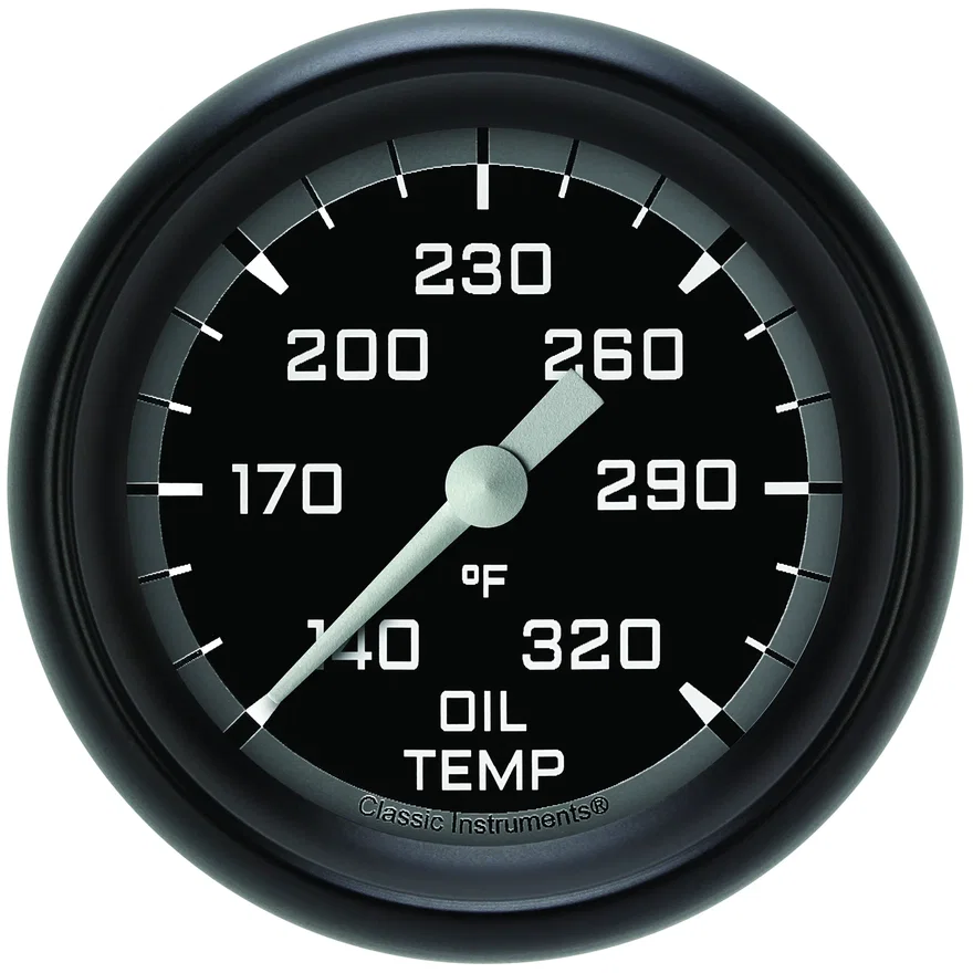 Classic Instruments AX328GBLF, Autocross Gray 2-5/8" Oil Temperature Gauge