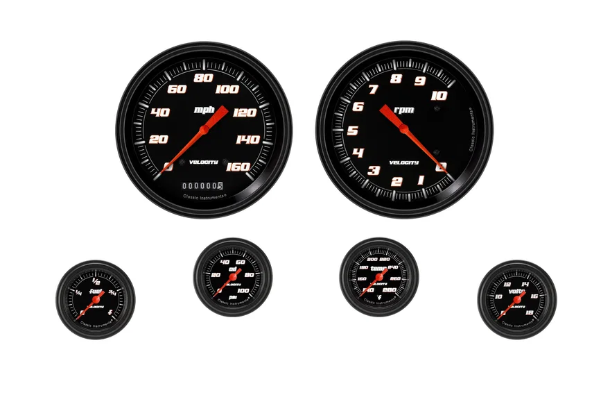 Classic Instruments VS151BBLF, Velocity Black Six Gauge Set