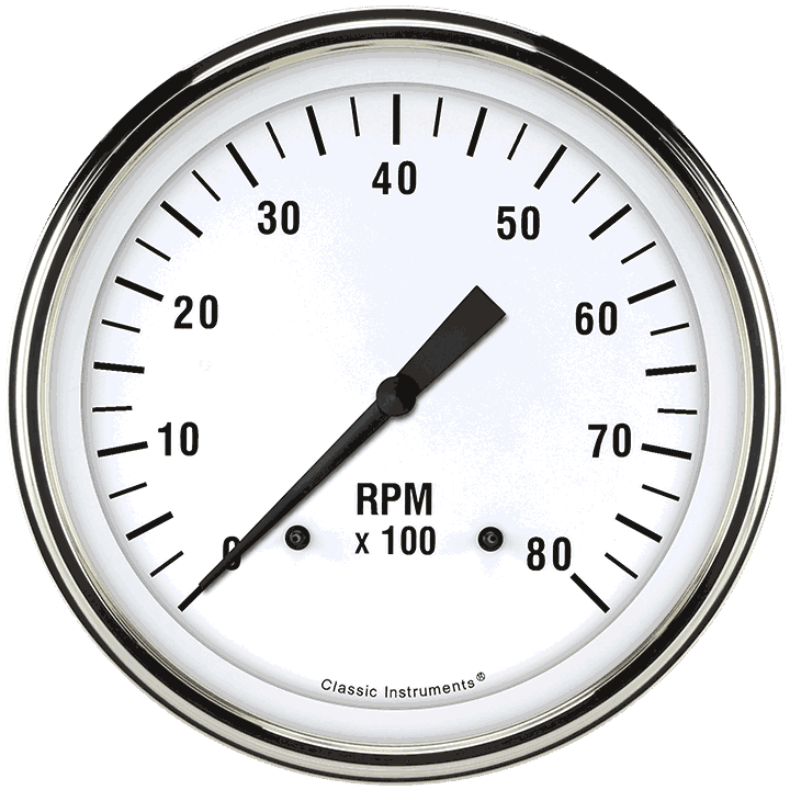 Classic Instruments WH71SLF, White Hot 4-5/8" Tachometer Gauge