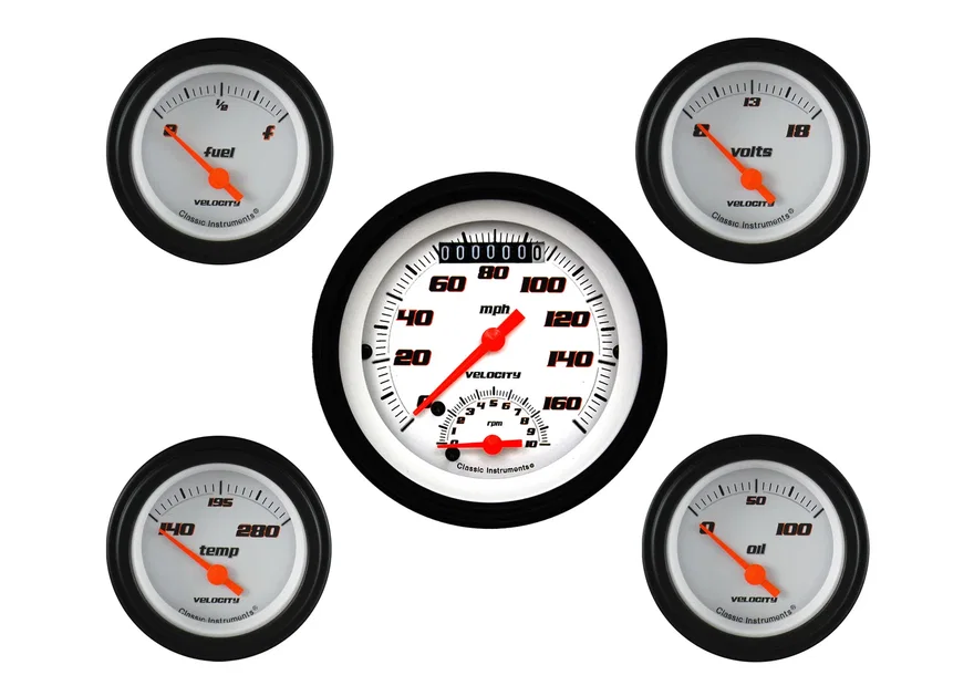 Classic Instruments VS35WBLF, Velocity White Five Gauge Set