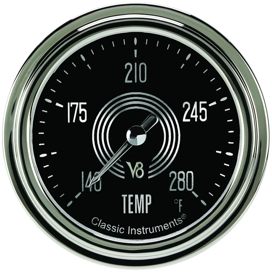 Classic Instruments V8SR326SLC-12, V8 Speedster 2-5/8" Full Sweep Water Temperature Gauge