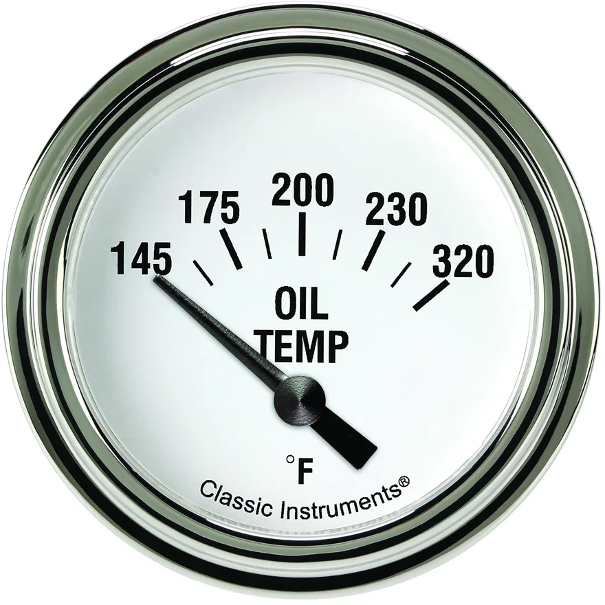 Classic Instruments WH228SLF, White Hot 2-5/8" Oil Temperature Gauge