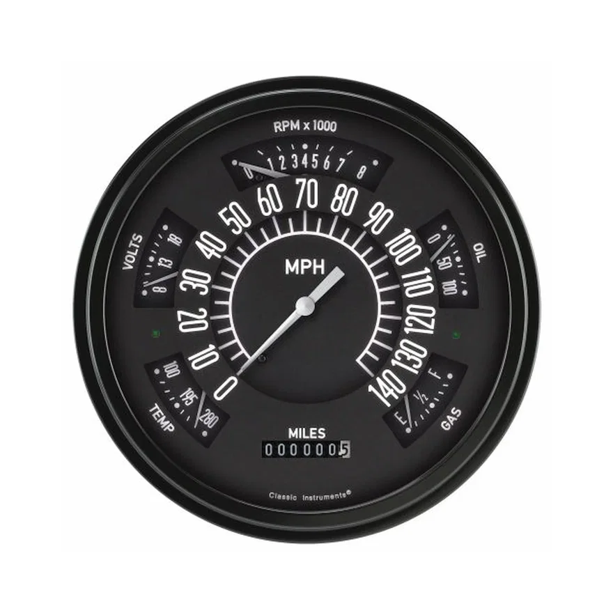 Classic Instruments FB66BSLF, 1966-67 Ford Bronco Black Stainless