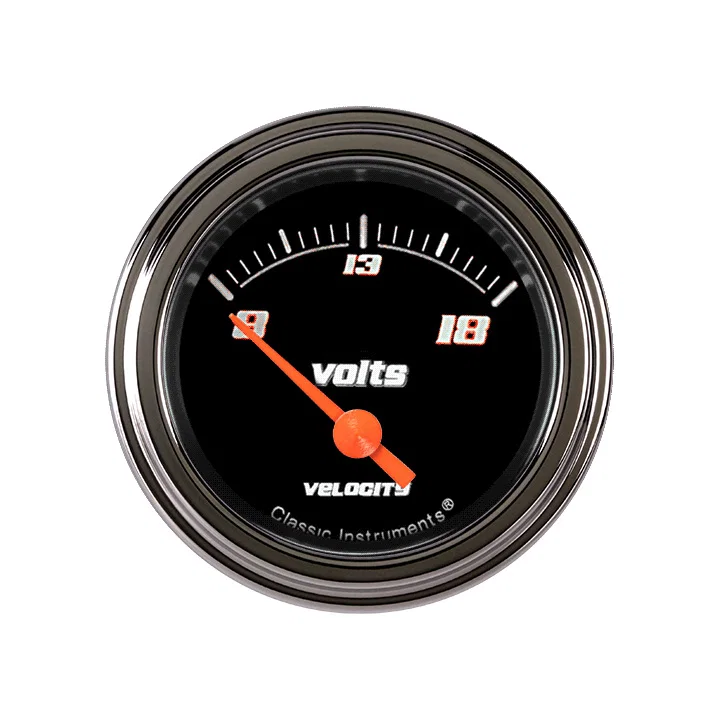 Classic Instruments VS30BSLF, Velocity Black 2-1/8" Volt Gauge