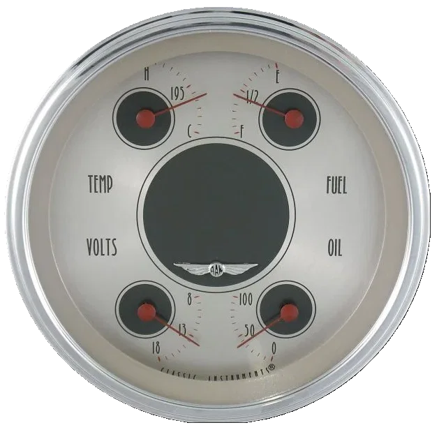 Classic Instruments AN31SLC, All American Nickel 4-5/8" Quad Gauge