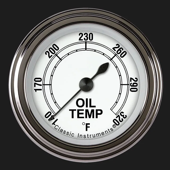 Classic Instruments CW128SLF, White 2-1/8" Oil Temperature Gauge