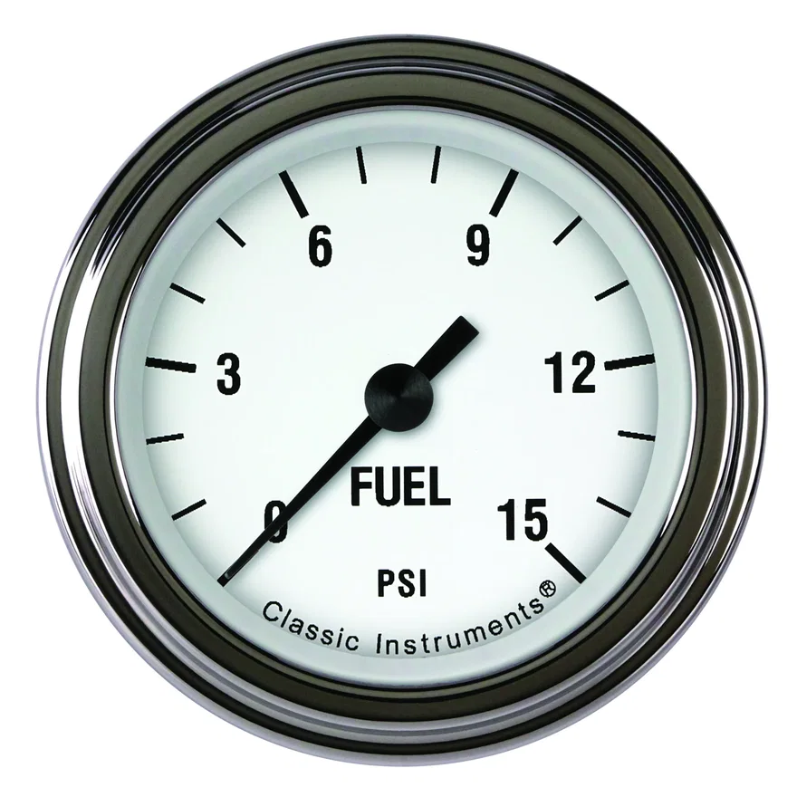 Classic Instruments WH145SLF, White Hot 2-1/8" Fuel Pressure Gauge (15 PSI)