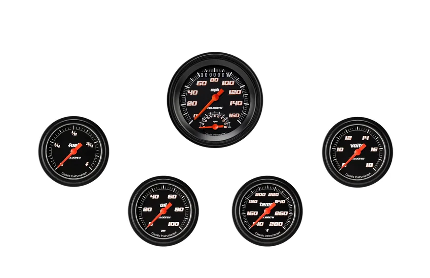 Classic Instruments VS335BBLF, Velocity Black Five Gauge Set