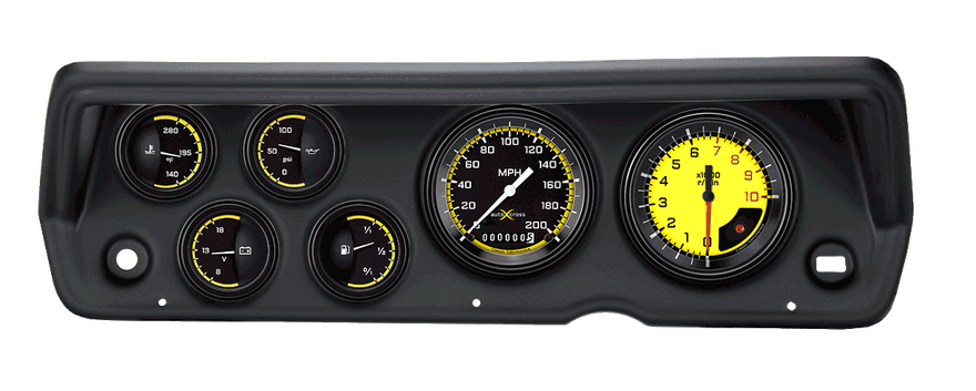 Classic Instruments CDDU70AXY01BL, AutoCross Yellow Series Short Sweep for Plymouth Duster