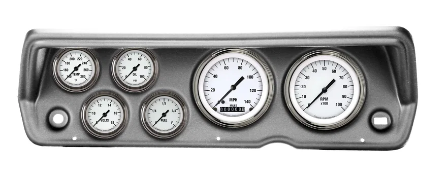 Classic Instruments CDDU70WH101BA, 1970-76 Duster White Hot Full Sweep Six Gauge Set Mopar