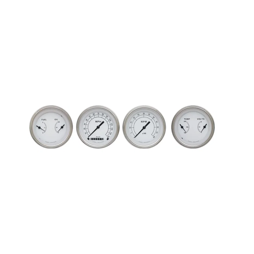 Classic Instruments CW05SLF, White Four Gauge Set