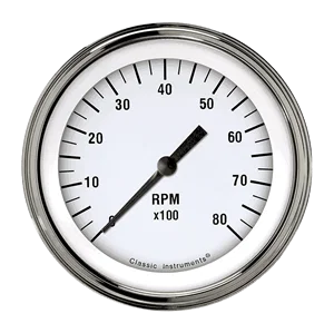 Classic Instruments WH80BLF, White Hot 3" Tachometer Gauge (8000 RPM)