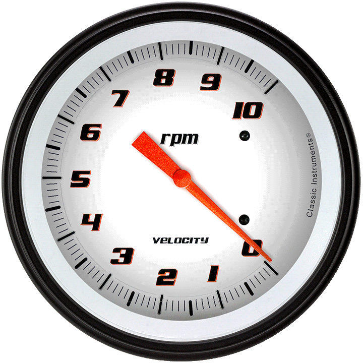 Classic Instruments VS71WBLF, Velocity White 4-5/8" Tachometer Gauge