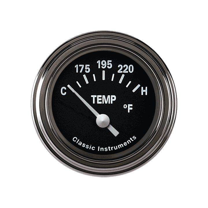 Classic Instruments TE26BSLF, Tetra Series, Black Temp Gauge