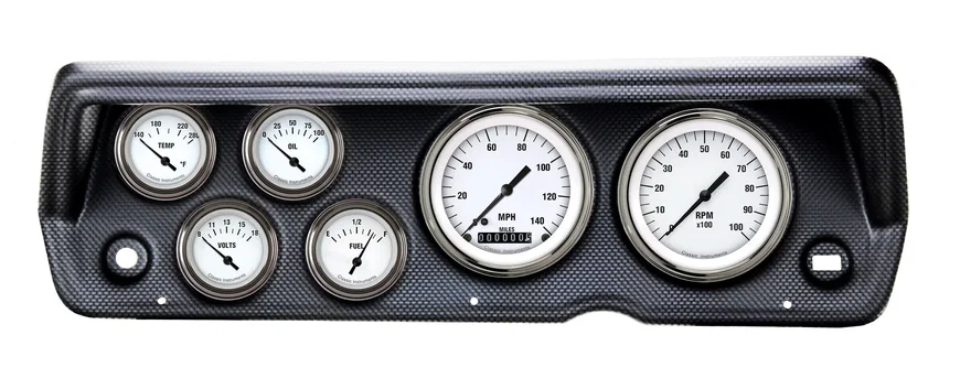 Classic Instruments CDDU70WH01CF, 1970-76 Duster White Hot Six Gauge Set Mopar
