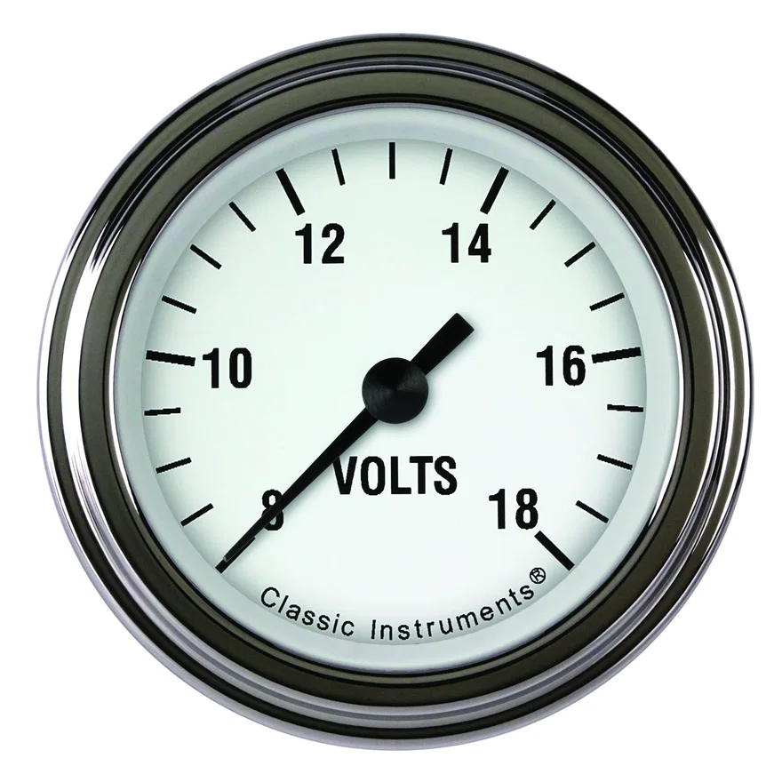 Classic Instruments WH130SLF, White Hot 2-1/8" Volt Gauge