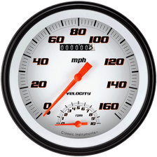 Velocity White 5" Speedtachular Speedometer Gauge image 1