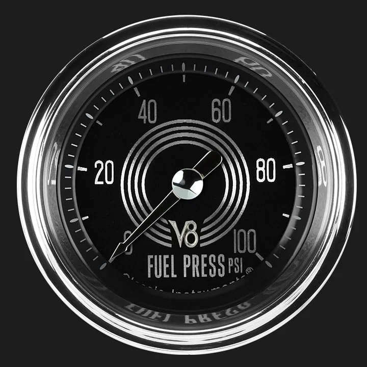 Classic Instruments V8SR146SHC, V8 Speedster 2-1/8" Fuel Pressure Gauge (100 PSI)