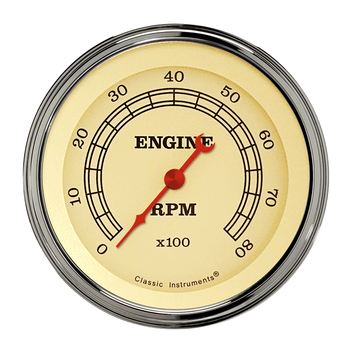 Classic Instruments VT80SLC, Vintage 3" Tachometer Gauge (8000 RPM)