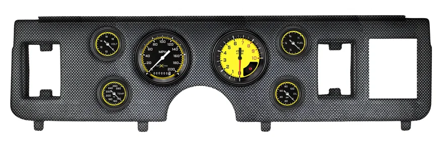 Classic Instruments CDMU79AXY101CF, 1979-86 Mustang AutoCross Yellow Full Sweep 6 Gauge Set Ford