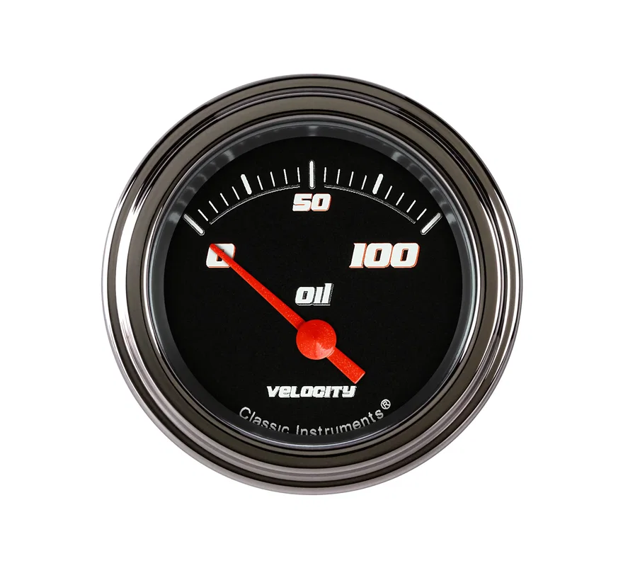 Classic Instruments VS81BSLC, Velocity Black 2-1/8" Oil Pressure / (100 PSI)