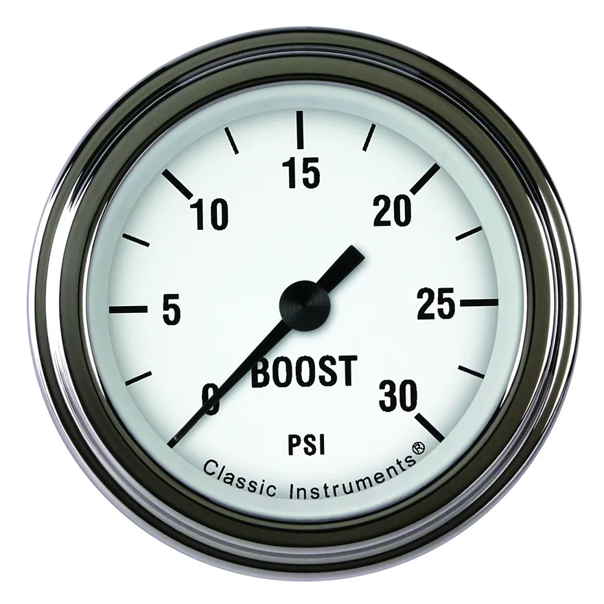 Classic Instruments WH142SLF, White Hot 2-1/8" Boost Gauge (30 PSI)