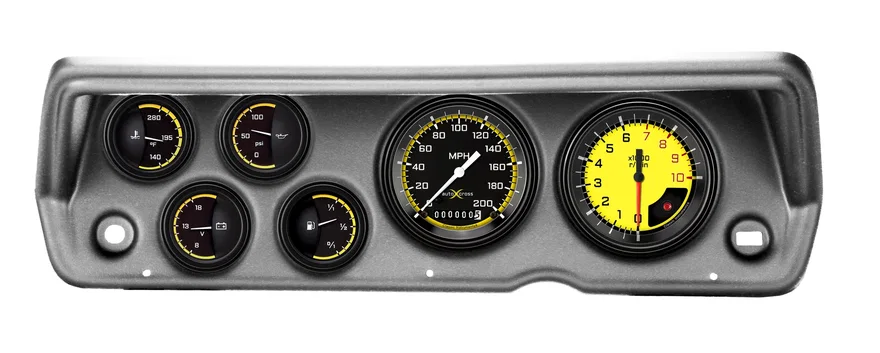 Classic Instruments CDDU70AXY01BA, 1970-76 Duster AutoCross Yellow Six Gauge Set Mopar