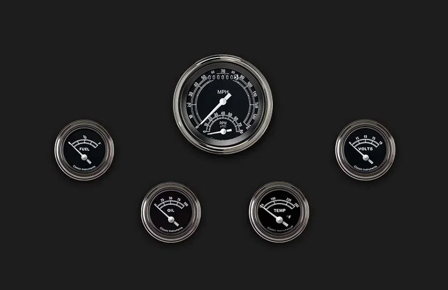 Classic Instruments TR35SLC, Traditional 3" Ultimate With 2-1/8" Fuel/Temp/Volt/Oil GM